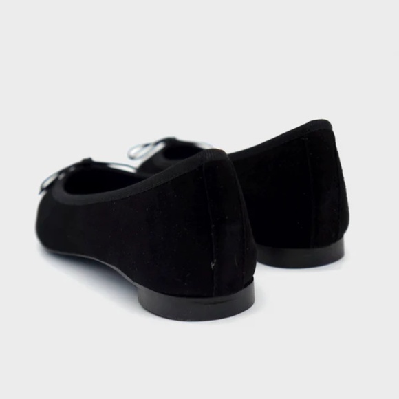 NUR ITALY New Isabella Black Suede Leather Pointed Toe Ballet Flats Shoes 40 / U - Picture 3 of 4